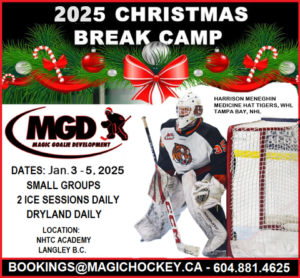 2025 Christmas hockey break camp with small groups and daily ice sessions.